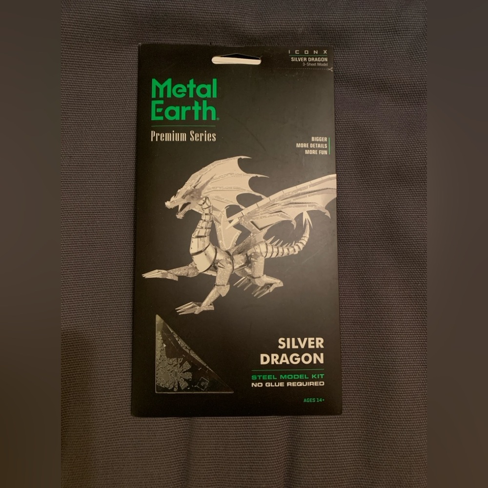 Fascinations Metal Earth Premium Series Silver Dragon Steel Model Kit